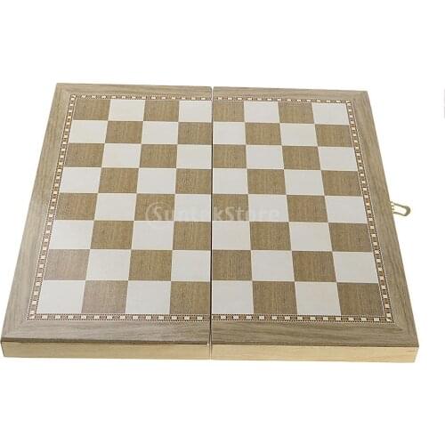 Deluxe 9.5x9.5 Inch Chess Checker Backgammon 3 in 1 Wooden Travel Game Set