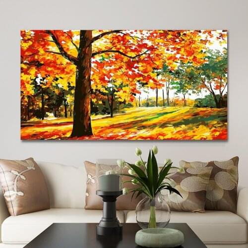GATYZTORY 60x120cm Frame DIY Painting By Numbers Maple Landscape Paint On Canvas Large Size For Living Room Arts