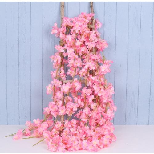 1.8M Artificial Cherry Blossom Flowers Wedding Garland Ivy Decoration Fake Silk Flowers Vine for Party Arch Home Decor String