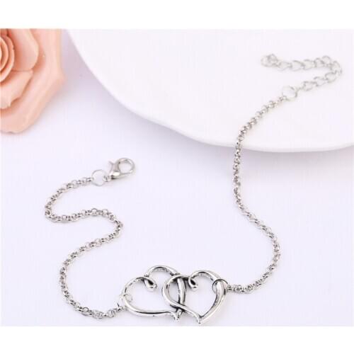 Fashion Peach Heart Love Heart Heart Shaped Double Heart Anklet Footwear Girls Gift