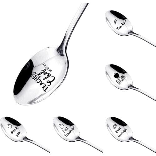 Letter Handle Ice Cream Dessert Coffee Spoon Kitchen Tableware Teacher Day Gift Tableware