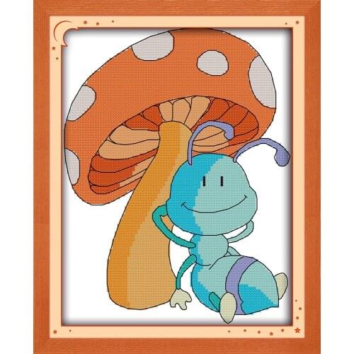 Ant and mushroom cross stitch kit cartoon 14ct 11ct print canvas stitching embroidery DIY handmade needlework plus