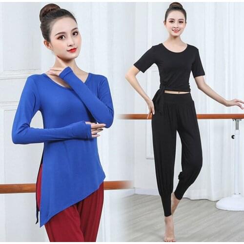 2021 New CM047 O Neck Irregular Design Female Latin Dance Tops Women Dancing Shirt for Belly Ballroom Dance Performance