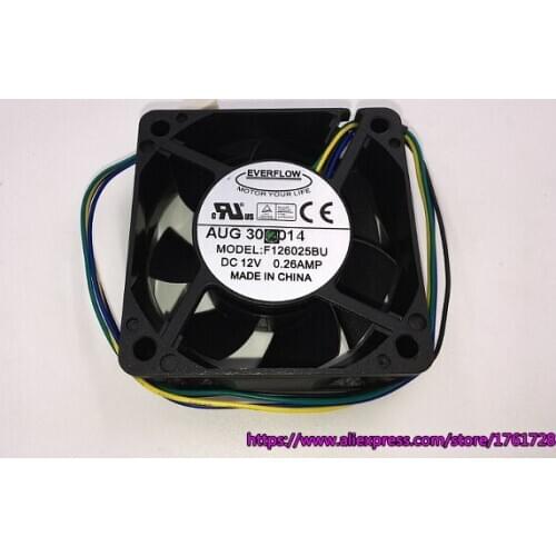 Brand new 60*60*25mm 6cm dual ball bearings mainboard fan F126025BU 4wires