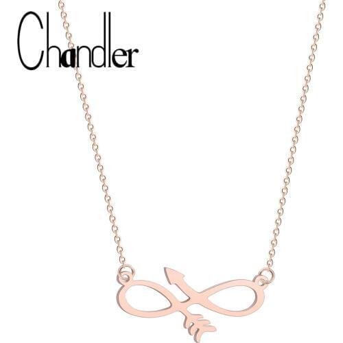 Chandler Stainless Infinity Arrow Necklace For Women Everyday Necklaces Friend BFF Gift Fashion Jewelry Clavicle Chain Collares