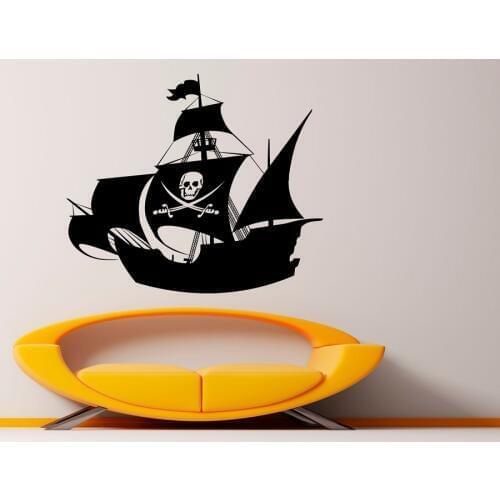 Pirate Ship vinyl wall sticker nautical enthusiasts indoor bathroom bathroom home decoration art wall decal 1HH16
