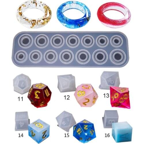 DIY Crystal Epoxy Mold Dice Fillet Ring Digital Game Jewelry Silicone Mould