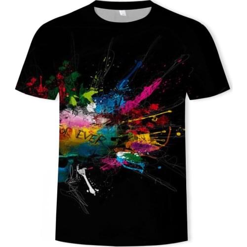 Psychedelic 3D printing anime T-shirt mens popular graffiti clothing funny short-sleeved casual O-neck