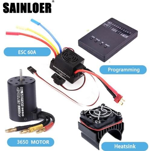 SAINLOER Waterproof 3650 3100KV 3900KV 4300KV KV5200 Brushless Motor with 60A ESC w/ Program Card Combo for 1/10 RC Car Truck