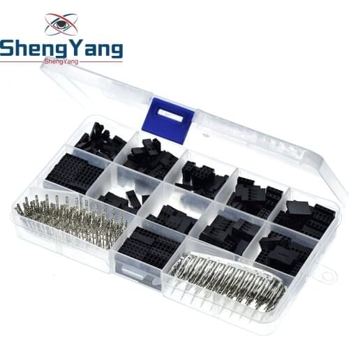 Dupont line Connector 2.54mm, Dupont Cable Jumper Wire Pin Header Housing Kit, Male Crimp Pins+Female Pin Terminal Connector