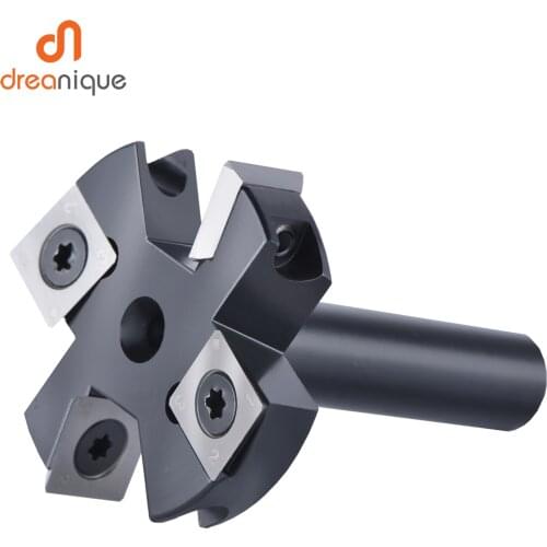 Dreanique 4-Flute Wood Planer Bit 60mm Cutting Diameter 12mm 8mm Shank Spoilboard Surfacing Router Bit Insert Carbide Slab