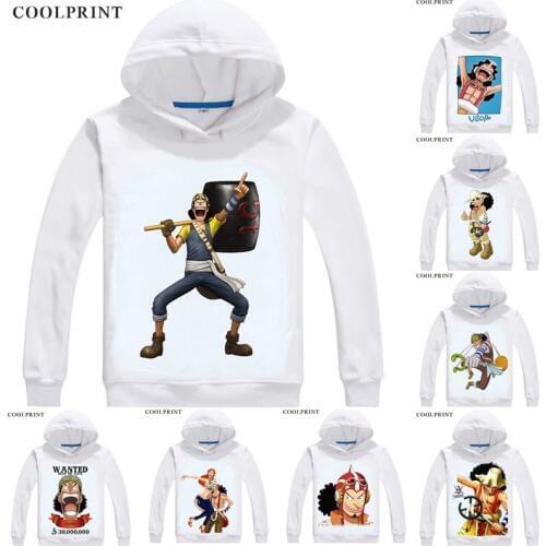 COOLPRINT ONE PIECE Hoodies Anime Hoodie Manga Wan Pisu Straw Hat Pirates Usopp Sogeking King Snipers Usoppu Cosplay Sweatshirts