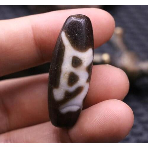 Unique Energy Unique Collectible Magic Power Tibetan Old Agate 2 Eye OM Words dZi Bead Totem
