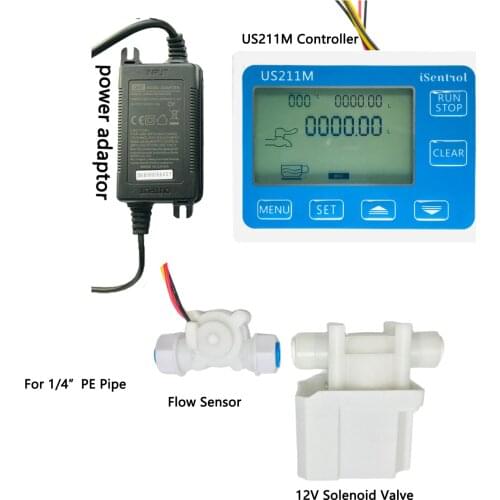 US211M-41PE Dosage Machine Quantitative Controller Water Flow Meter Sensor Reader with USN-HS06PE 0.3-3.0L/min 24V Displayer