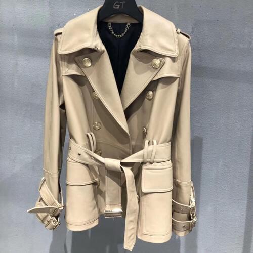 Women Coats 100% Real Sheepskin Genuine 2019 Fashion Sheepskin Genuine Leather Short Windbreaker