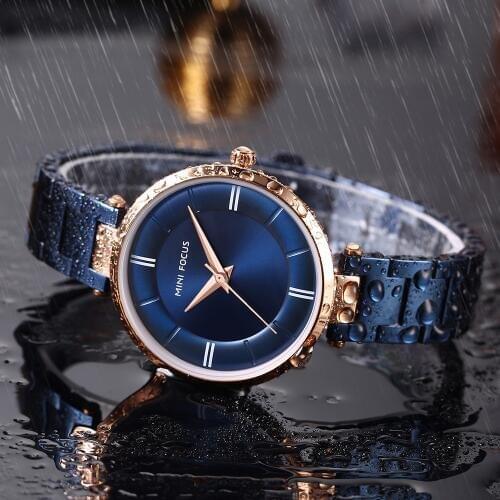 MINI FOCUS Womens Watch Casual Fashion Waterproof Watch Top Luxury Brand Stainless Steel Strap Quartz Watch Montre Femme
