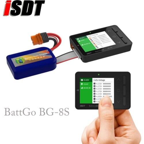 1pcs ISDT BattGo BG-8S LCD Display Smart Battery Capacity Checker Balancer Receiver Signal Tester For LiHv LiPo LiFe NiMH NiCd