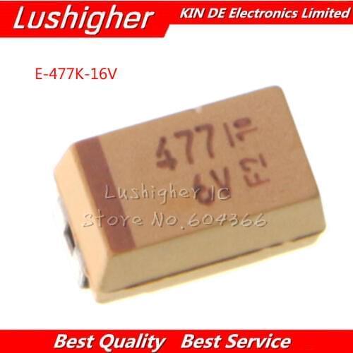 10PCS E Case 7343 C 16V 470uf 477 C MD TAJE477M016RNJ Tantalum Capacitor