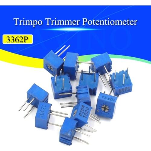 10PCS 3362P 101 201 501 102 202 502 103 203 503 104 204 504 105 Trimpo Trimmer Potentiometer 3362 500R 1K 2K 5K 10K 20K 50K 100K