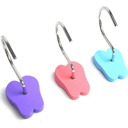 12 Pcs Resin Multi-Color Mixed Rust-Resistant Shower Curtain Hooks Rings Stainless Steel Bathroom Decor Accessories