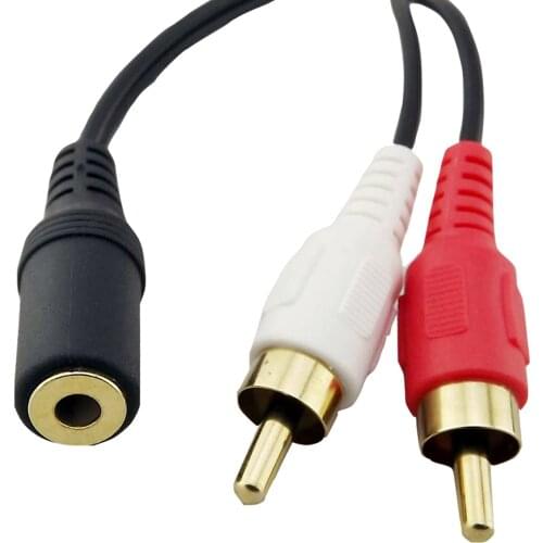 1x 3.5mm 1/8" Female Jack Stereo To Dual RCA Male Plug Adapter Audio Y Splitter Gold Plated Connector Cable 30cm