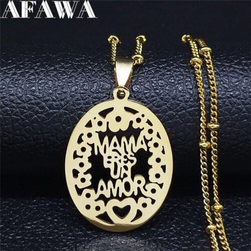 2021 Fashion MAMA Stainless Steel Pendants Necklaces for Women Gold Color Necklaces Jewelry joyeria acero inoxidable N441S01