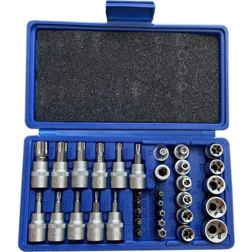 34PCS Pressure Batch Sleeve Group Sets SleeveHead Machine Motor Repairing Tool Socket Set Wrench Female Torx Male