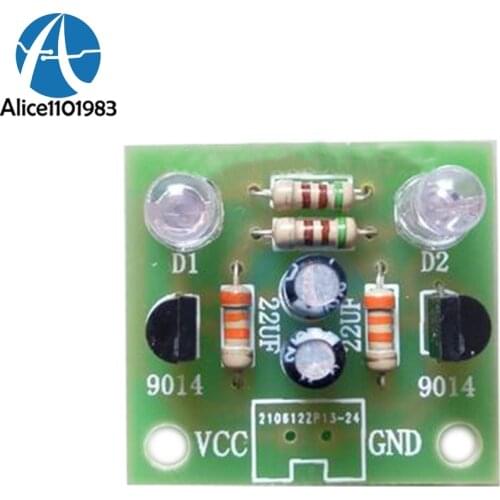 5MM Light LED Blue Simple Flash Circuit DIY Kit Module Transistor 30K Resistance 22UF Electrolytic Capacitors Dupont Cable Board