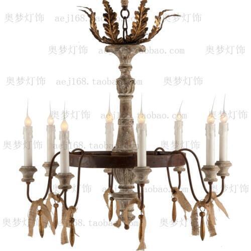 American country designer lighting restaurant clothing store Nordic personality bar creative wrought iron wood retro chandelier