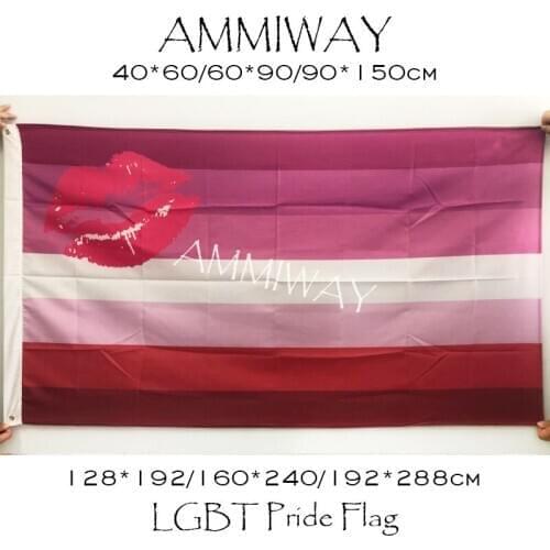AMMIWAY Lipstick Lesbian Pride Flag Rainbow LGBT Gay Pride Flags LGBT Rainbow Homosexual Lipstick Kiss lip Lesbian Pride Flag
