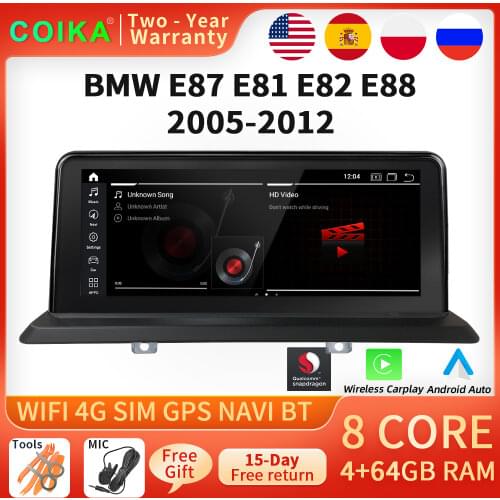 1920*720 8 Core Snapdragon Car Touch Screen Radio For BMW E87 E81 E82 E88 2005-2012 WIFI 4G GPS Navi Carplay 4+64GB Android 10