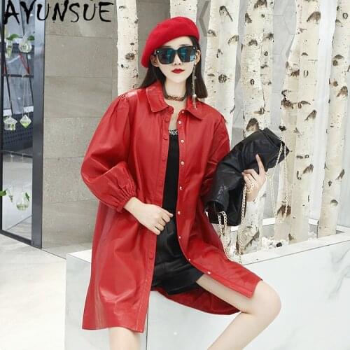 AYUNSUE 2021 Fashion Leather Jacket Women Spring Autumn Korean Coats Women Sheepskin Coat Women Clothing Chaqueta Cuero Mujer71