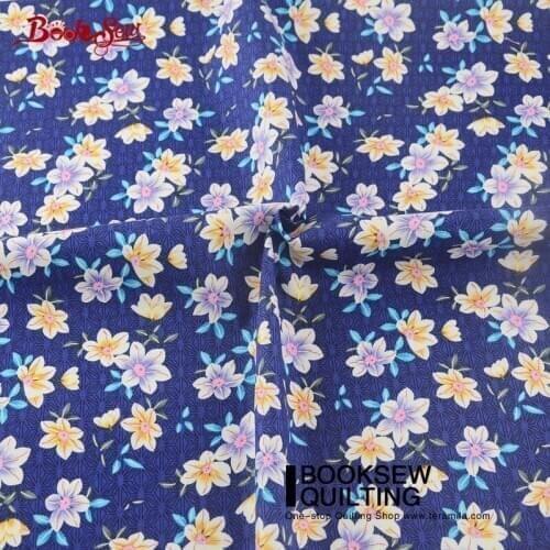 Booksew 100% Cotton Poplin Fabric Floral Dark Blue DIY Shirt Dress Material Curtain Tecidos Para Costura Cotton Fabric Meter