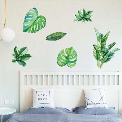 DIY Palm Leaves 3D Wallpaper Home Decoration Wall Sticker Living Room Bedroom Wall Decals Poster Mural
