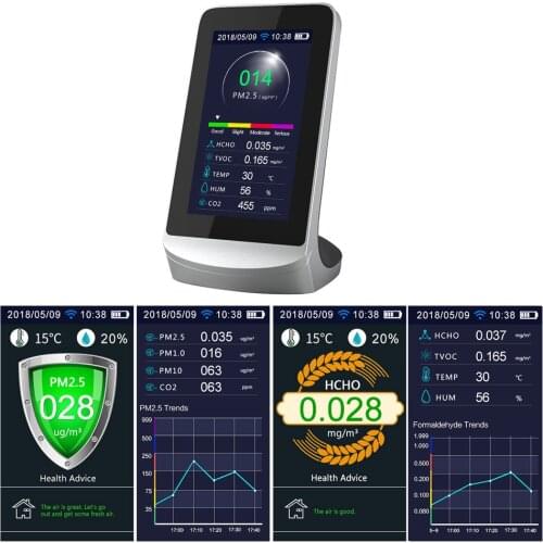 DM72 CO2 WIFI Indoor Multi-Function Air Detector TVOC Gas Quality Monitor co2 Carbon Dioxide Meter USB Analyzer Meter with tuya