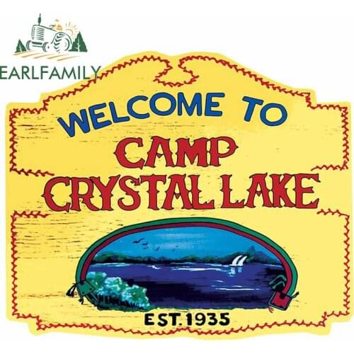 EARLFAMILY 13cm x 11.1cm for Welcome To Camp Crystal Lake Car Stickers Waterproof Graffiti Creative Scratch-proof Window Decal