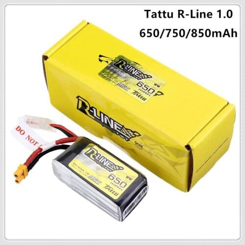 Gens Ace Tattu R-Line 1.0 LiPo Rechargeable Battery 650/750/850mah 95C 3S 4S 6S1P for RC FPV Racing Drone Quadcopter