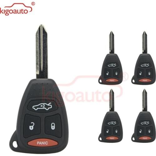 Kigoauto 5pcs key fob case 3 Button with Panic For Chrysler Dodge Jeep M3N5WY72XX OHT692713AA OHT692427AA