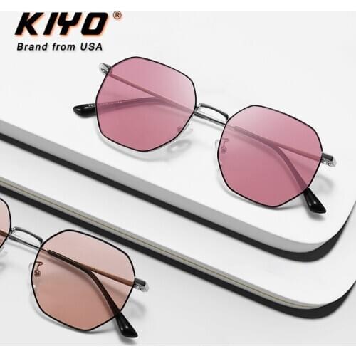 KIYO Brand 2020 New Women Men Round Polarized Photochromic Sunglasses Metal Classic Sun Glasses UV400 Driving Eyewear 9646