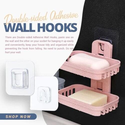 5/2/1 Pcs Double-sided Adhesive Wall Hooks Hanger Strong Transparent Sucker Wall Storage Holder For Kitchen Bathroom