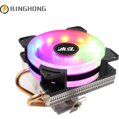 BINGHONG Design 2 Heatpipes CPU Cooler Doule Copper Tube Heatsink 90MM RGB CPU Cooling Fan LGA775 1151 1150 1155 FM1AMD AM2 AM3