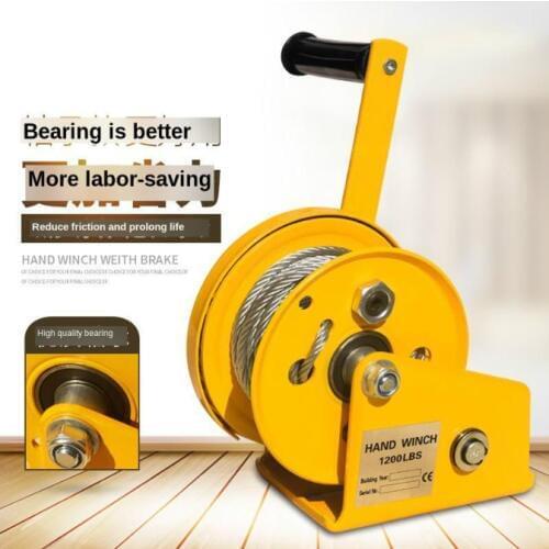 Winch Two-way Self-locking Small Hand Windlass with Automatic Brake Manual Winch Tractor Portable Whinches 1200/1800/2600LB