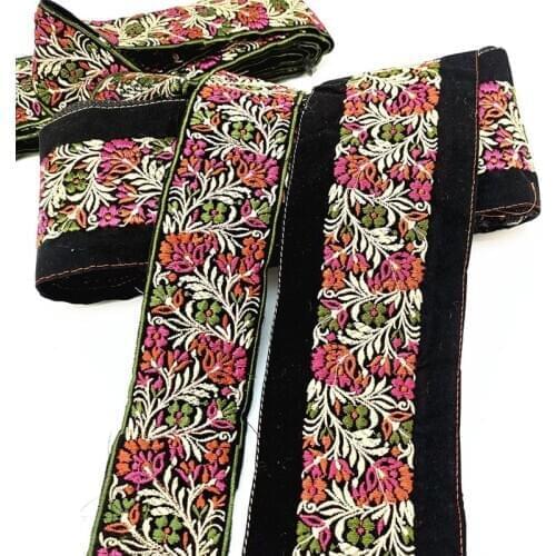 1 Yard Embroidered Ribbon Flower Garment Ethnic Jacquard Webbing Retro Customs Webbing Ribbon