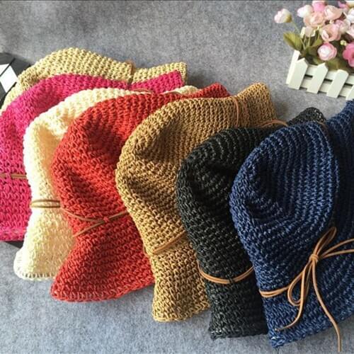 2017 Summer Cap Girls Wide Brim Sun Hat For Women Panama Straw Hats Folded Floppy Beach Ladies Caps Chapeu Feminino