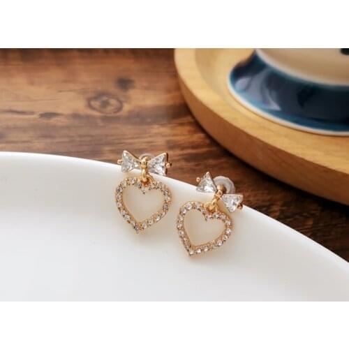 Mihan S925 needle Heart Earrings Popular Design High Quality Shiny Crystal Hot Selling Love Drop Earrings For Girl Party Gifts