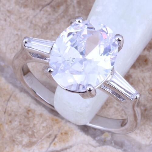 White CZ Silver Plated Fashion Ring Size 6 / 7 / 8 / 9 R0063