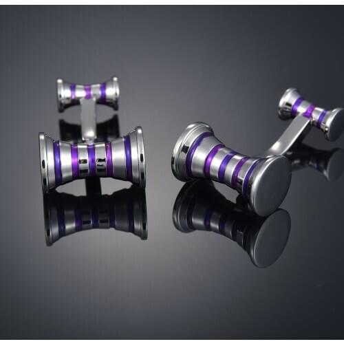 Fashion purple cone flower drum stripe Cufflinks French long sleeve shirt sleeve nail shirt accessories Cufflinks