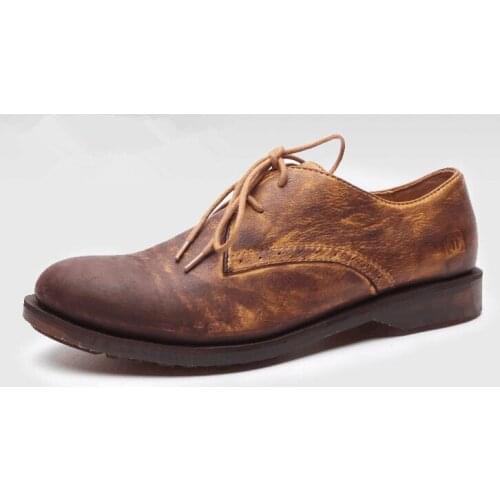 Handmade Retro shoes for men Genuine Leather England style High Quality Round toe Mens shoes Fashion casual shoes