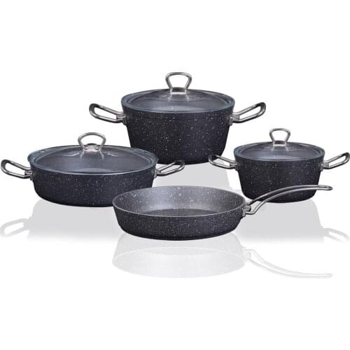 2021 model cookware set 7 Piece Royal Granite Gray Pots Set