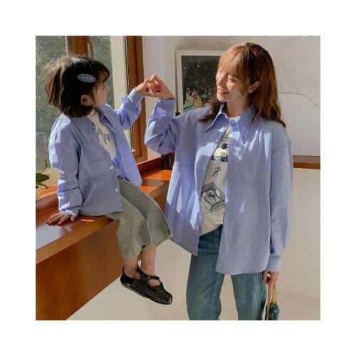 Family Matching Clothes Mother and Daughter Shirt 2021 Spring Summer New Baby Girls Long Sleeve Shirt Baby Girl Blouse 2-8 Years